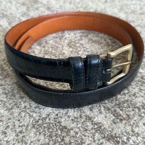 Black Textured Italian Leather Men’s Belt 44